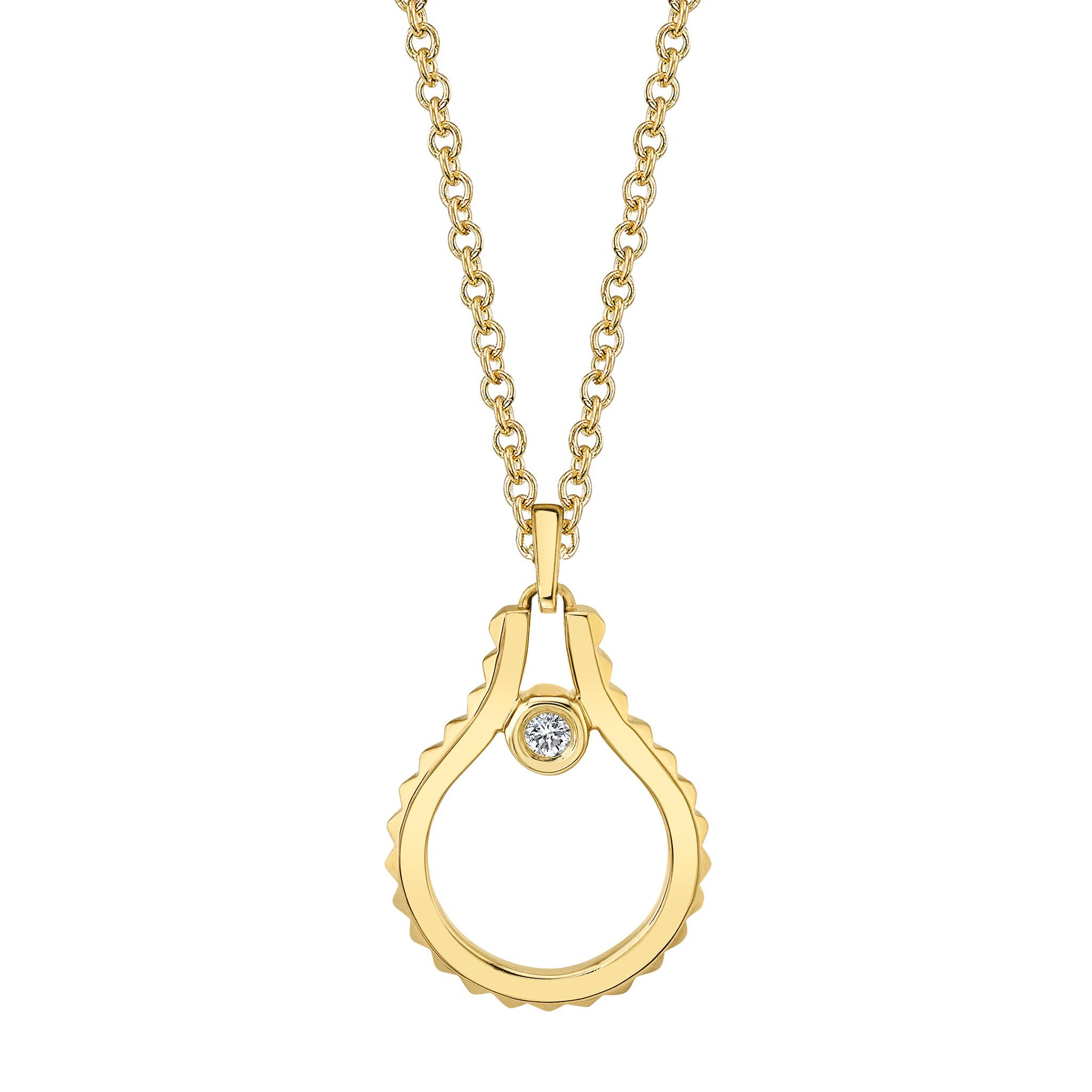 MICHAEL M Necklaces 14K Yellow Gold Mini Signature MM Tetra Pendant P379