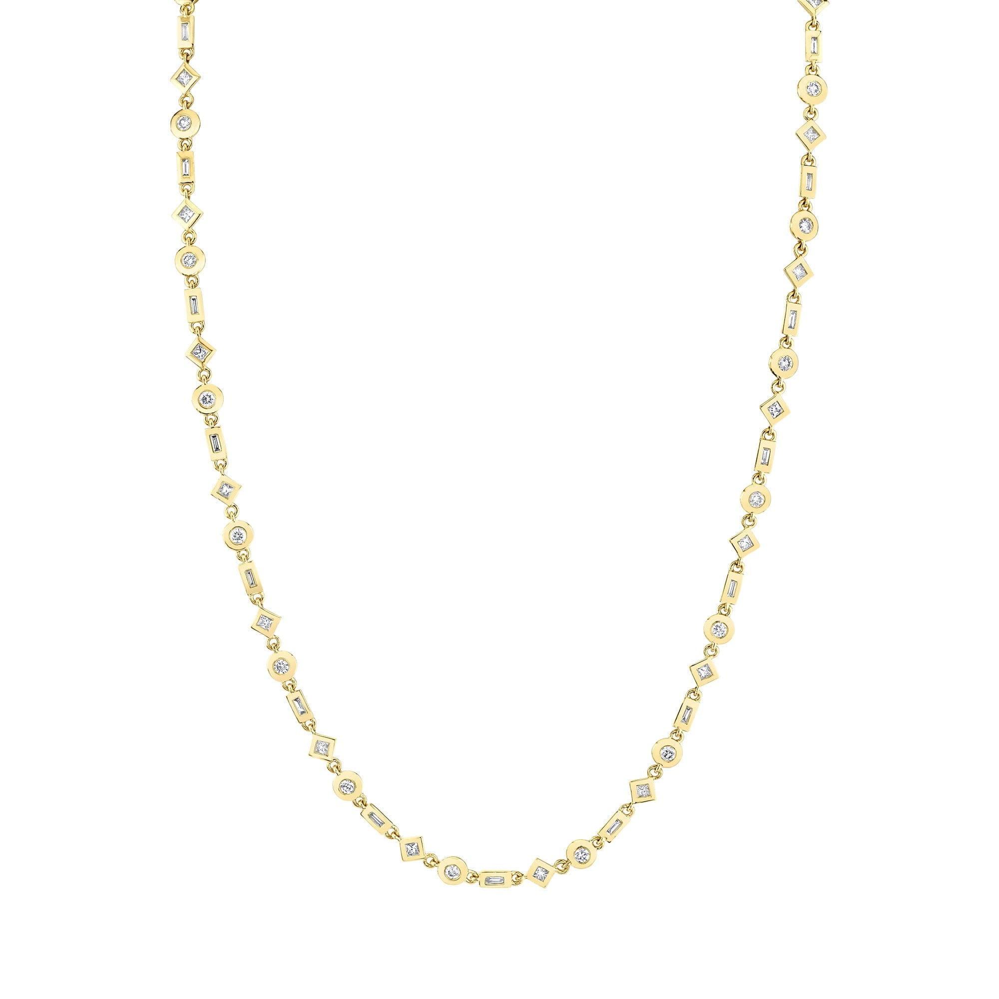 MICHAEL M Necklaces 14K Yellow Gold Mixed Shape Bezel Tennis Necklace CN413YG