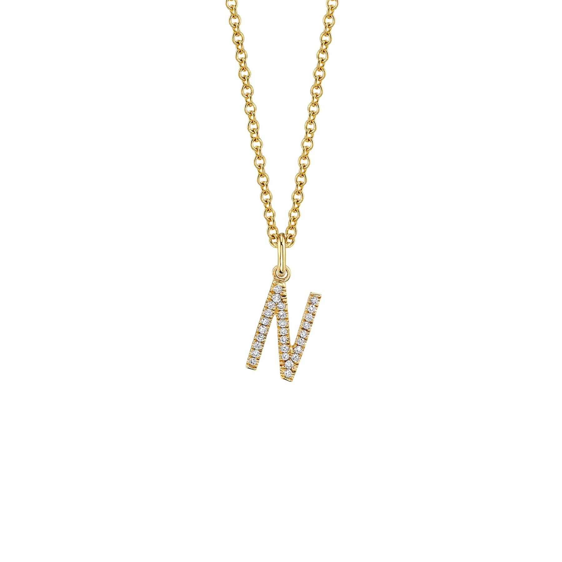 MICHAEL M Necklaces 14K Yellow Gold / N Diamond Initial Pendant P141N