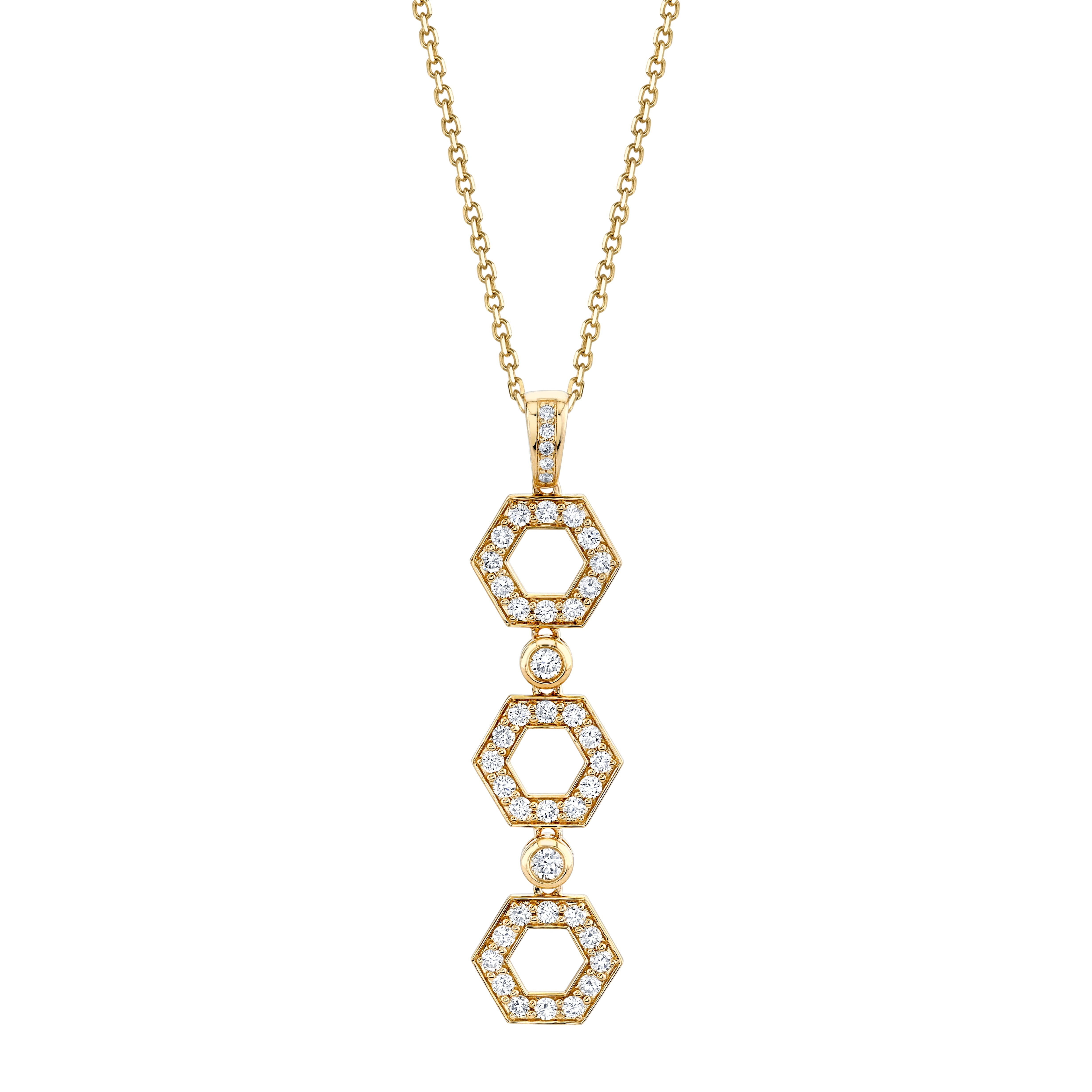 MICHAEL M Necklaces 14K Yellow Gold Pavé Hex Infinity Pendant P506