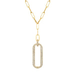 MICHAEL M Necklaces 14K Yellow Gold Pavé Longline Link Medallion Lariat CN518PV