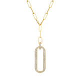 MICHAEL M Necklaces 14K Yellow Gold Pavé Longline Link Medallion Lariat CN518PV