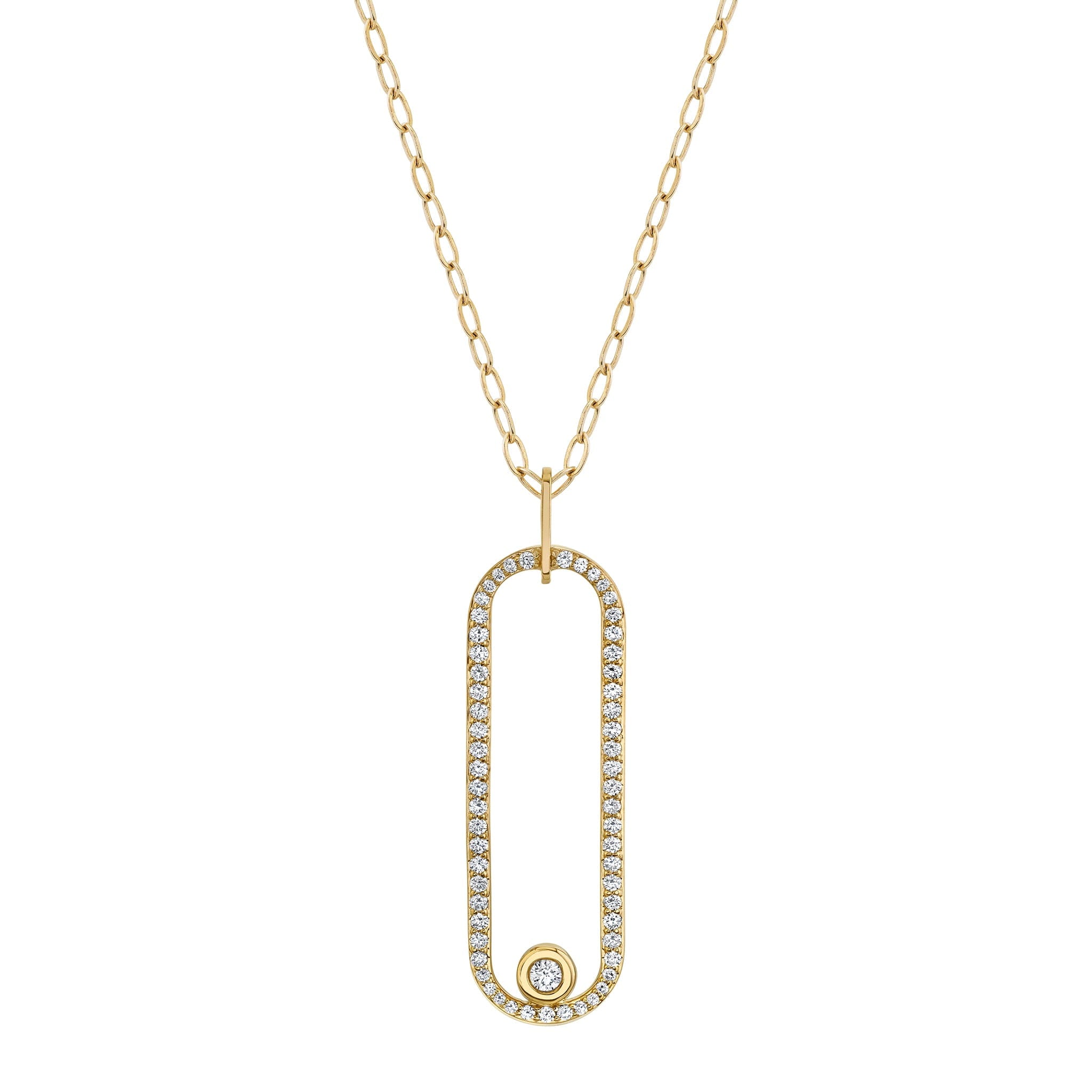MICHAEL M Necklaces 14K Yellow Gold Pave Longline Link Pendant P360PV