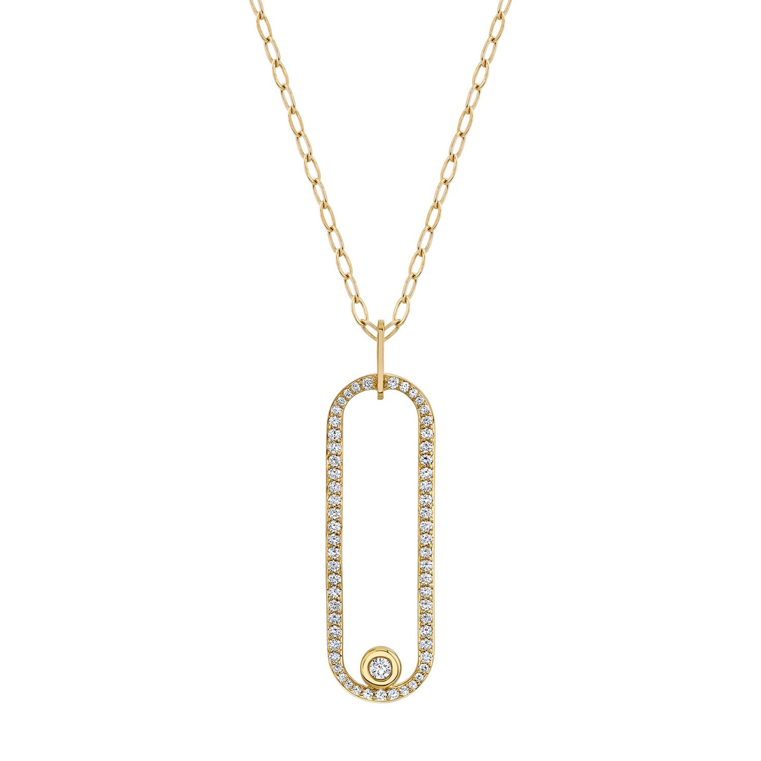 MICHAEL M Necklaces 14K Yellow Gold Pave Longline Link Pendant P360PV