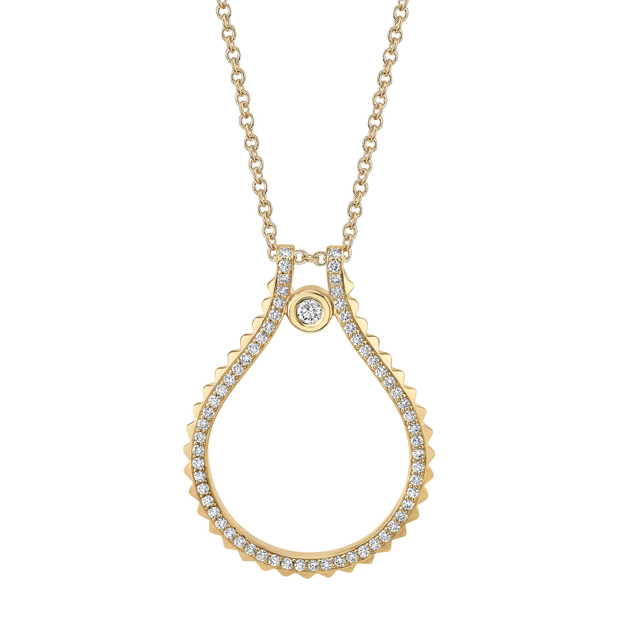 MICHAEL M Necklaces 14K Yellow Gold Pavé Signature MM Tetra Pendant P373YG