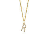 MICHAEL M Necklaces 14K Yellow Gold / R Diamond Initial Pendant P141R