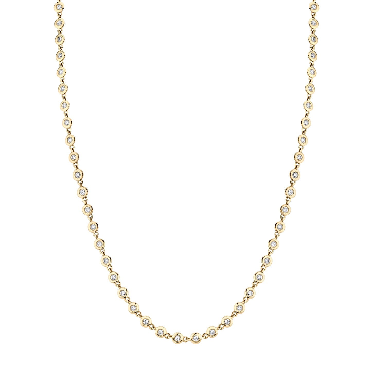 MICHAEL M Necklaces 14K Yellow Gold Round Bezel Tennis Necklace CN411YG