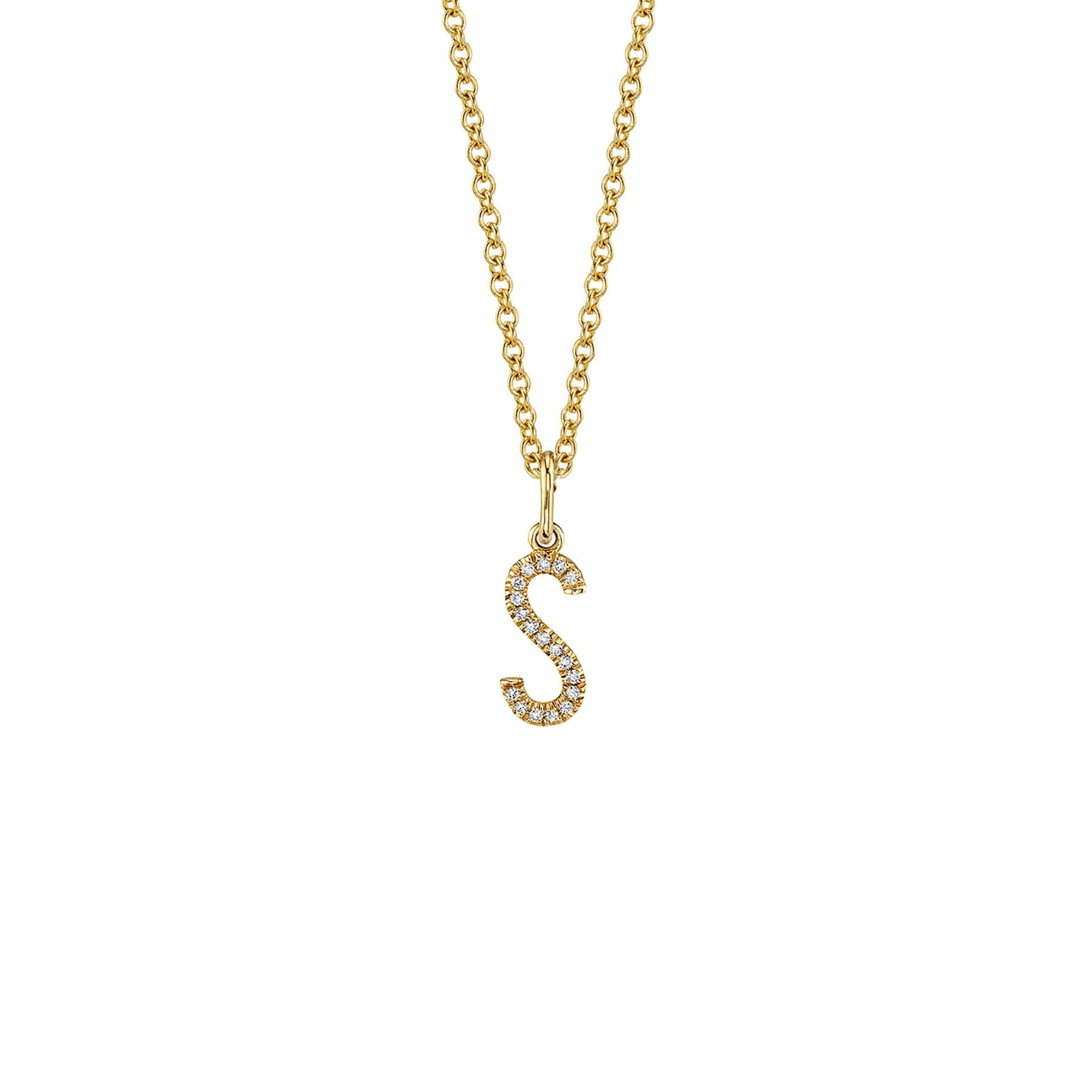 MICHAEL M Necklaces 14K Yellow Gold / S Diamond Initial Pendant P141S