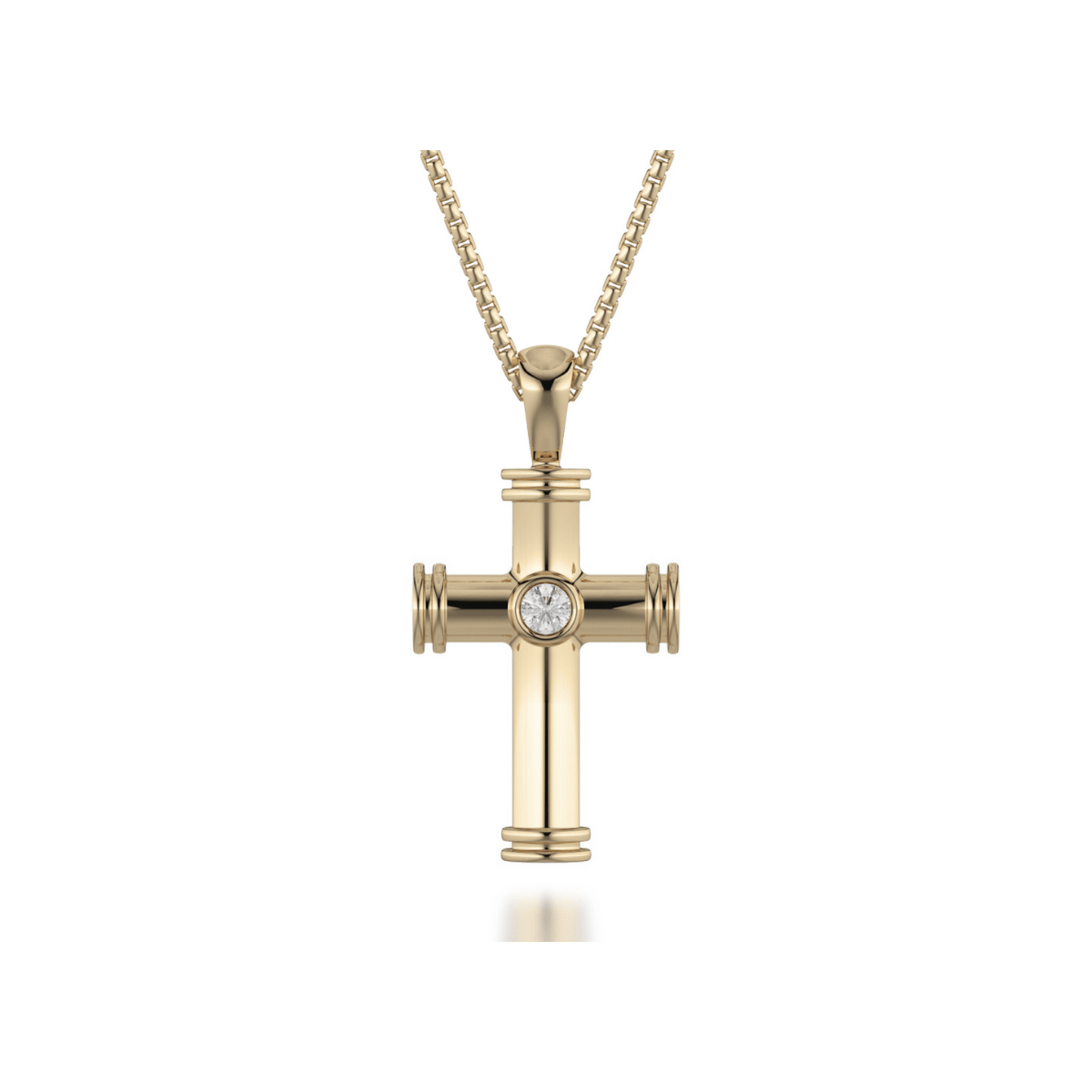 MICHAEL M Necklaces 14K Yellow Gold Single Diamond Cross Pendant MP234YG