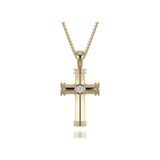 MICHAEL M Necklaces 14K Yellow Gold Single Diamond Cross Pendant MP234YG