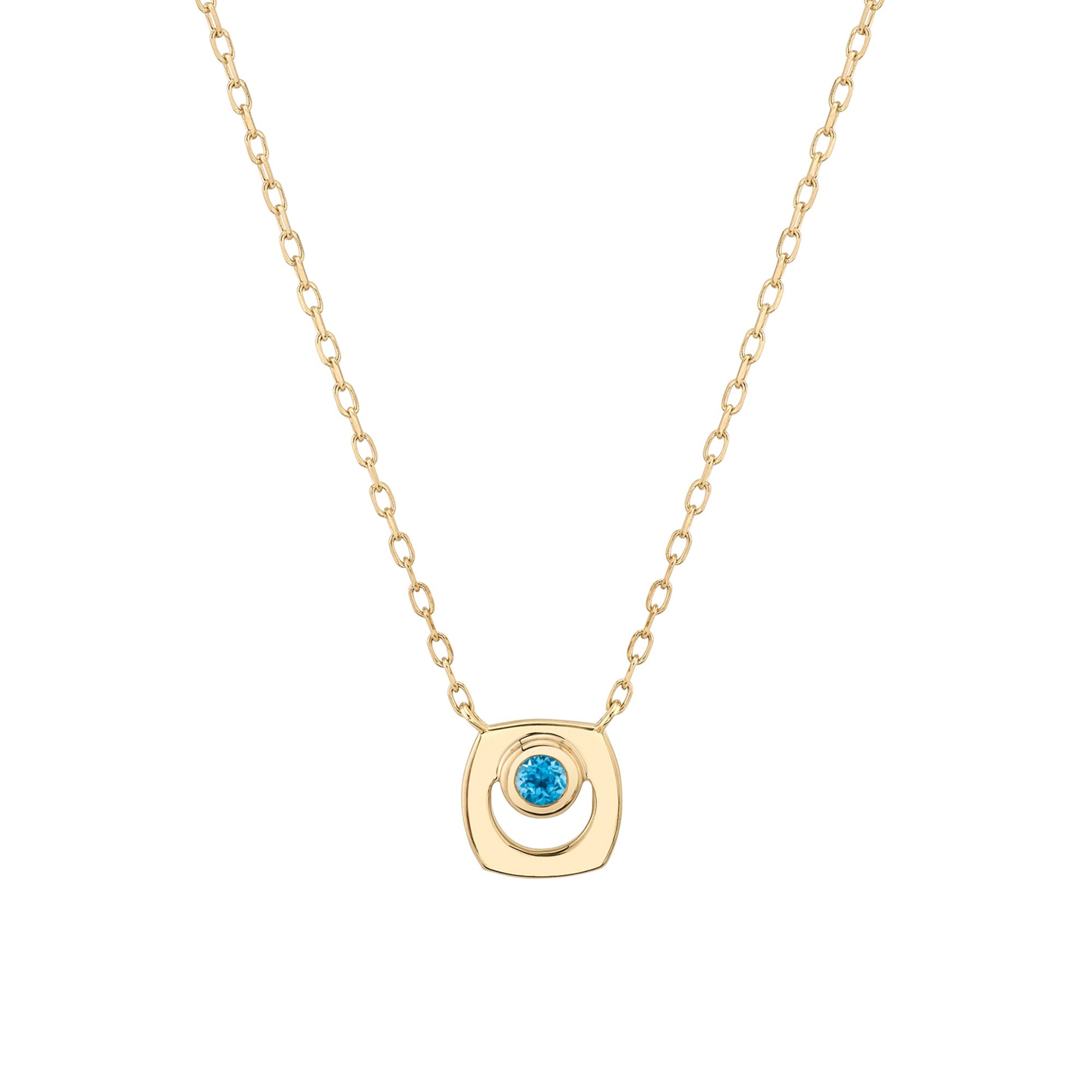MICHAEL M Necklaces 14K Yellow Gold / Swiss Blue Topaz - December Signature Birthstone Necklace CN435BT