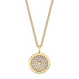 MICHAEL M Necklaces 14K Yellow Gold Tetra Pavé Bezel Medallion P397