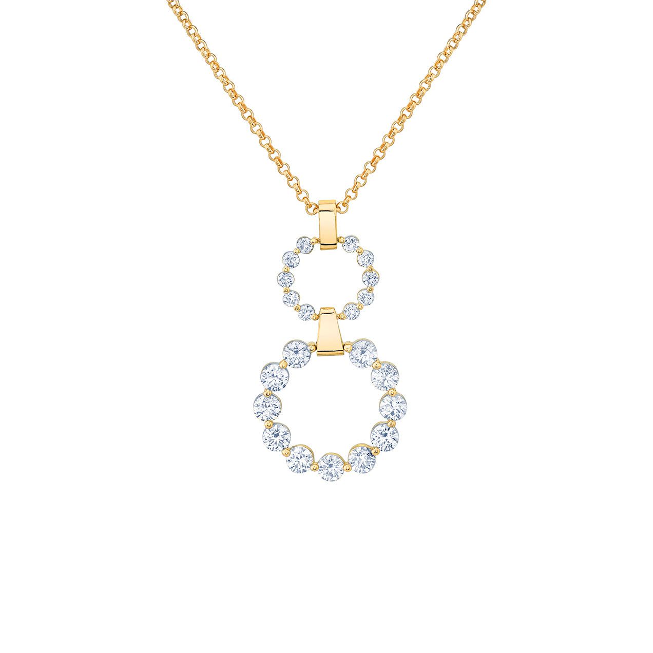 MICHAEL M Necklaces 14K Yellow Gold Two Ring Cloud Drop Pendant P386-S