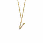 MICHAEL M Necklaces 14K Yellow Gold / V Diamond Initial Pendant P141V