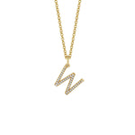 MICHAEL M Necklaces 14K Yellow Gold / W Diamond Initial Pendant P141W
