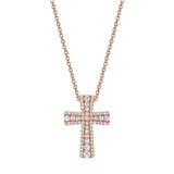 MICHAEL M Necklaces 18K Rose Gold Europa Pave Cross Pendant
