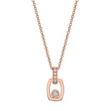 MICHAEL M Necklaces 18k Rose Gold Link Pendant with Bezel Set Diamond P400- RG