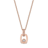 MICHAEL M Necklaces 18k Rose Gold Link Pendant with Bezel Set Diamond P400