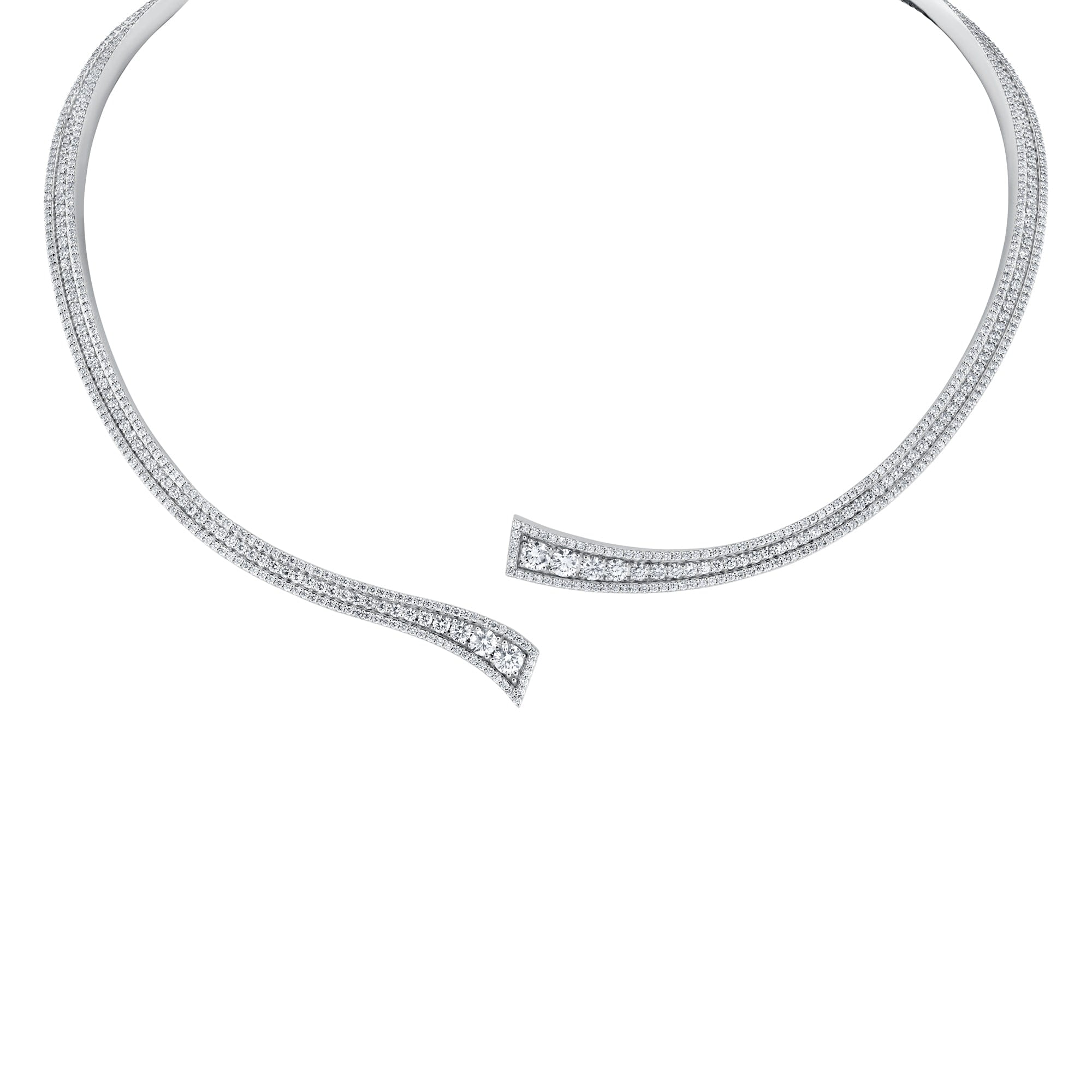 MICHAEL M Necklaces 18K White Gold Europa Collar Necklace CN401