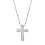 MICHAEL M Necklaces 18K White Gold Europa Pave Cross Pendant