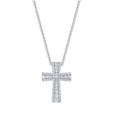 MICHAEL M Necklaces 18K White Gold Europa Pave Cross Pendant