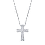 MICHAEL M Necklaces 18K White Gold Europa Pave Cross Pendant P415