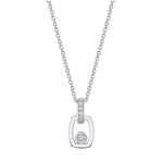 MICHAEL M Necklaces 18k White Gold Link Pendant with Bezel Set Diamond P400- WG