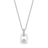 MICHAEL M Necklaces 18k White Gold Link Pendant with Bezel Set Diamond P400- WG