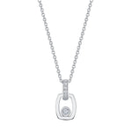 MICHAEL M Necklaces 18k White Gold Link Pendant with Bezel Set Diamond P400