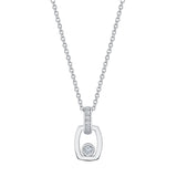MICHAEL M Necklaces 18k White Gold Link Pendant with Bezel Set Diamond P400