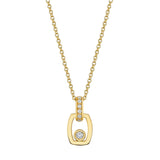 MICHAEL M Necklaces 18K Yellow Gold Link Pendant with Bezel Set Diamond P400- YG
