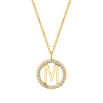 MICHAEL M Necklaces Mini Tetra Pavé Initial Medallion