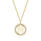 MICHAEL M Necklaces Mini Tetra Pavé Initial Medallion