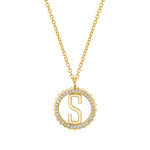 MICHAEL M Necklaces Mini Tetra Pavé Initial Medallion