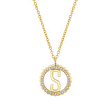 MICHAEL M Necklaces Mini Tetra Pavé Initial Medallion