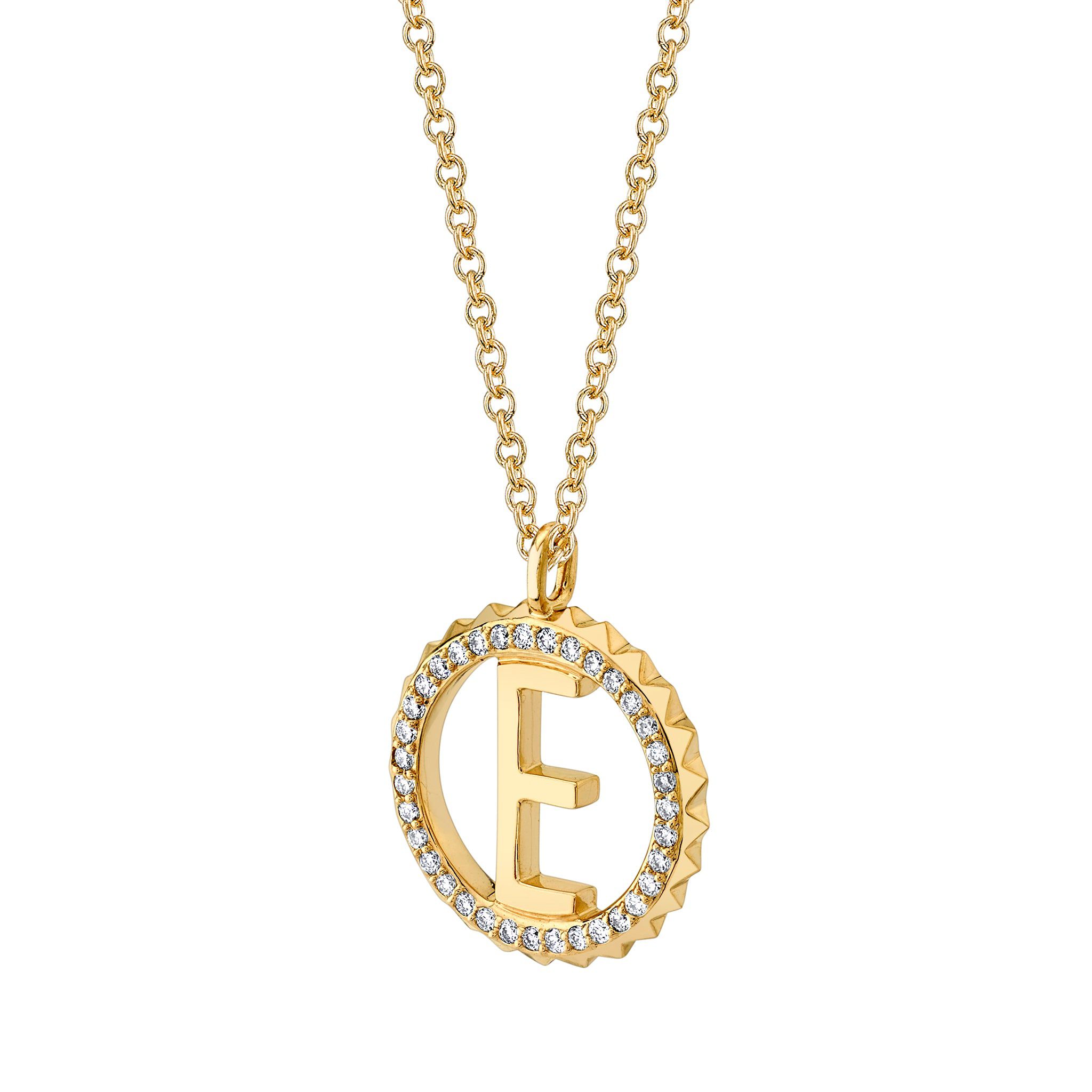 MICHAEL M Necklaces Mini Tetra Pavé Initial Medallion