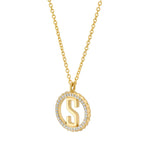 MICHAEL M Necklaces Mini Tetra Pavé Initial Medallion