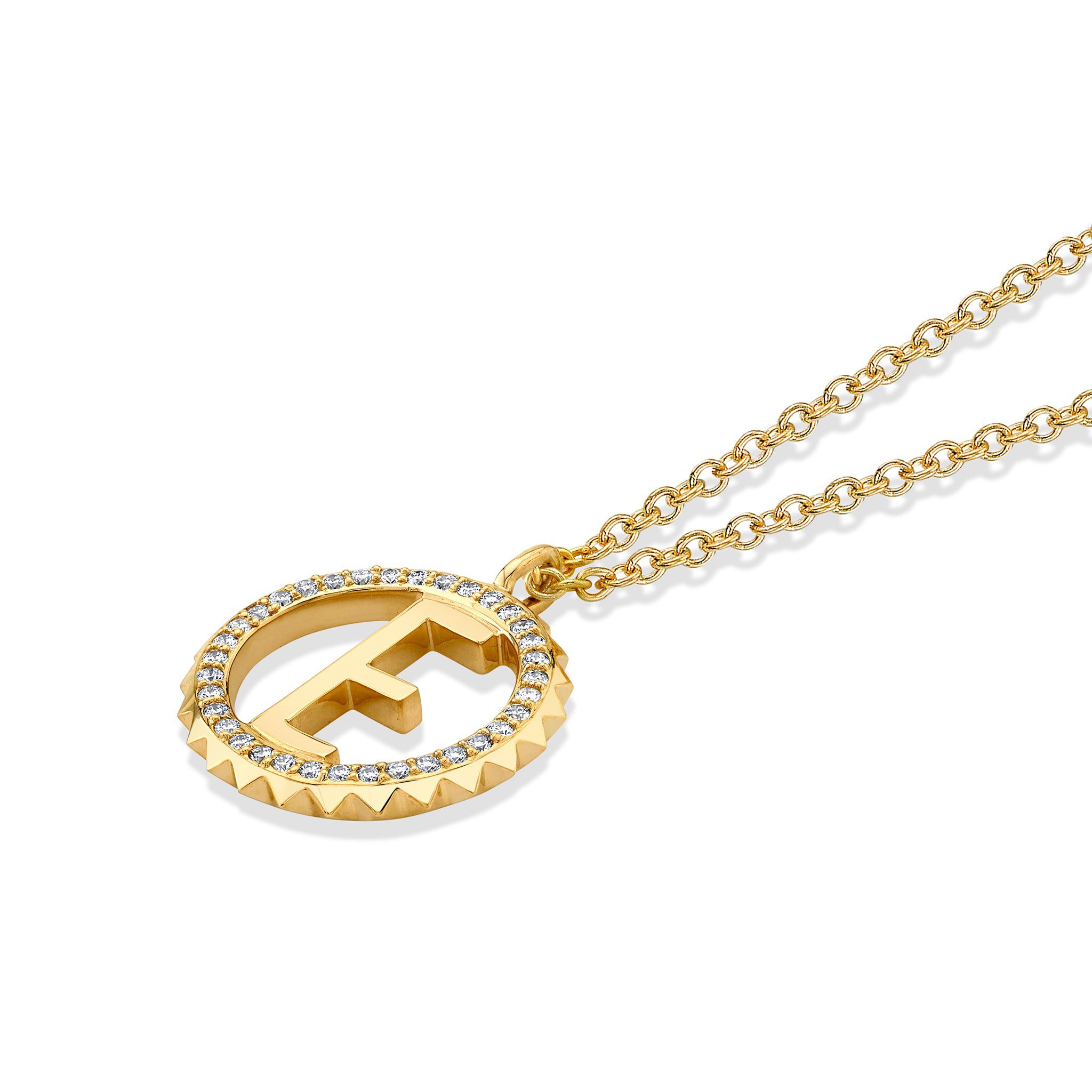 MICHAEL M Necklaces Mini Tetra Pavé Initial Medallion