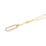 MICHAEL M Necklaces Pavé Longline Link Medallion Lariat