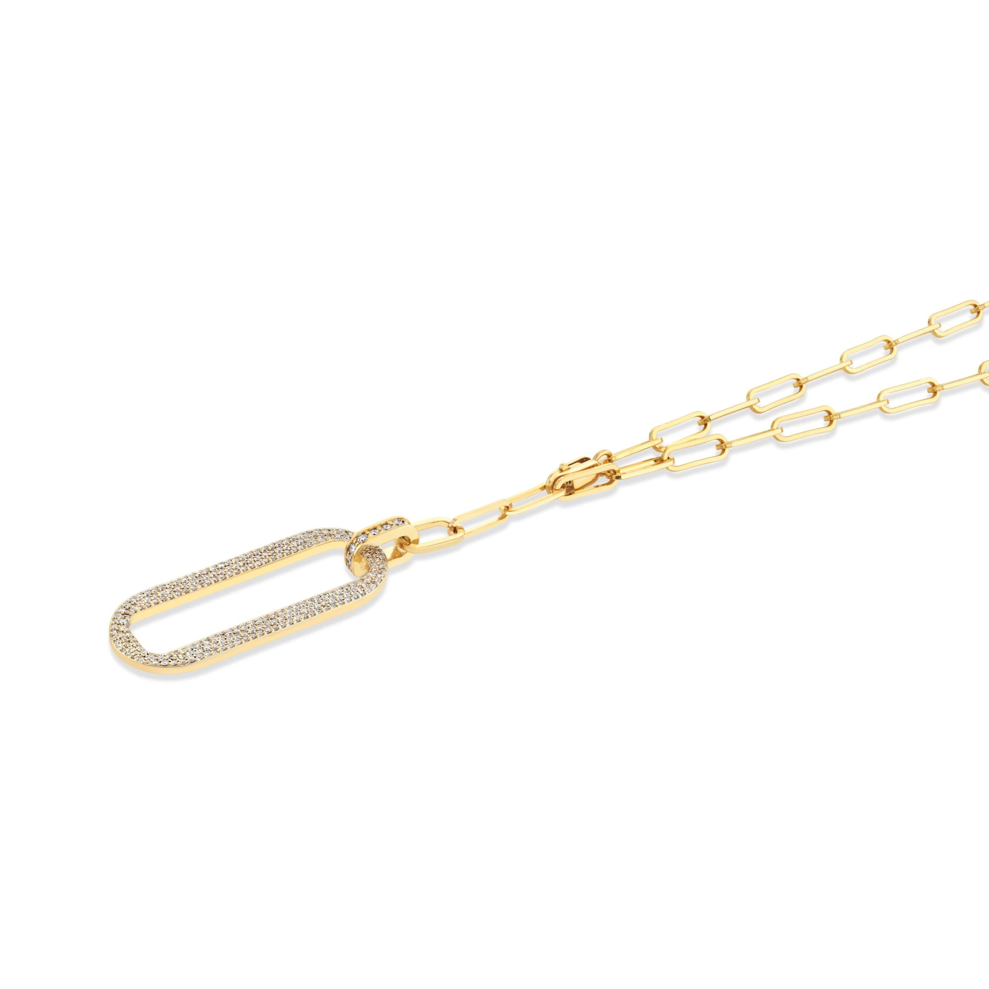 MICHAEL M Necklaces Pavé Longline Link Medallion Lariat