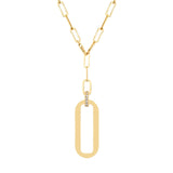 MICHAEL M Necklaces Pavé Longline Link Medallion Lariat