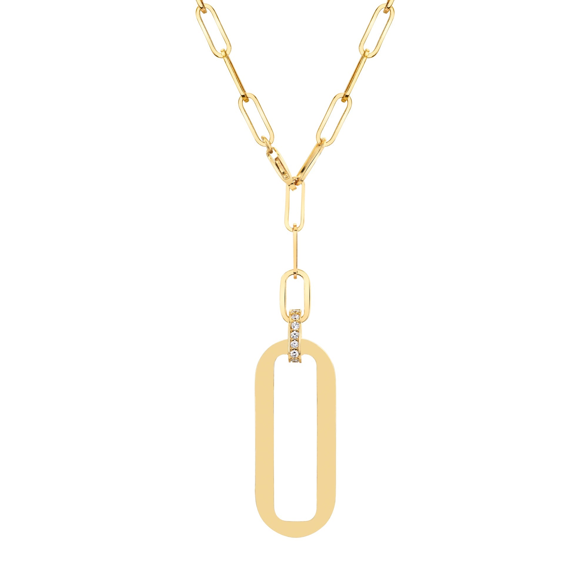 MICHAEL M Necklaces Pavé Longline Link Medallion Lariat