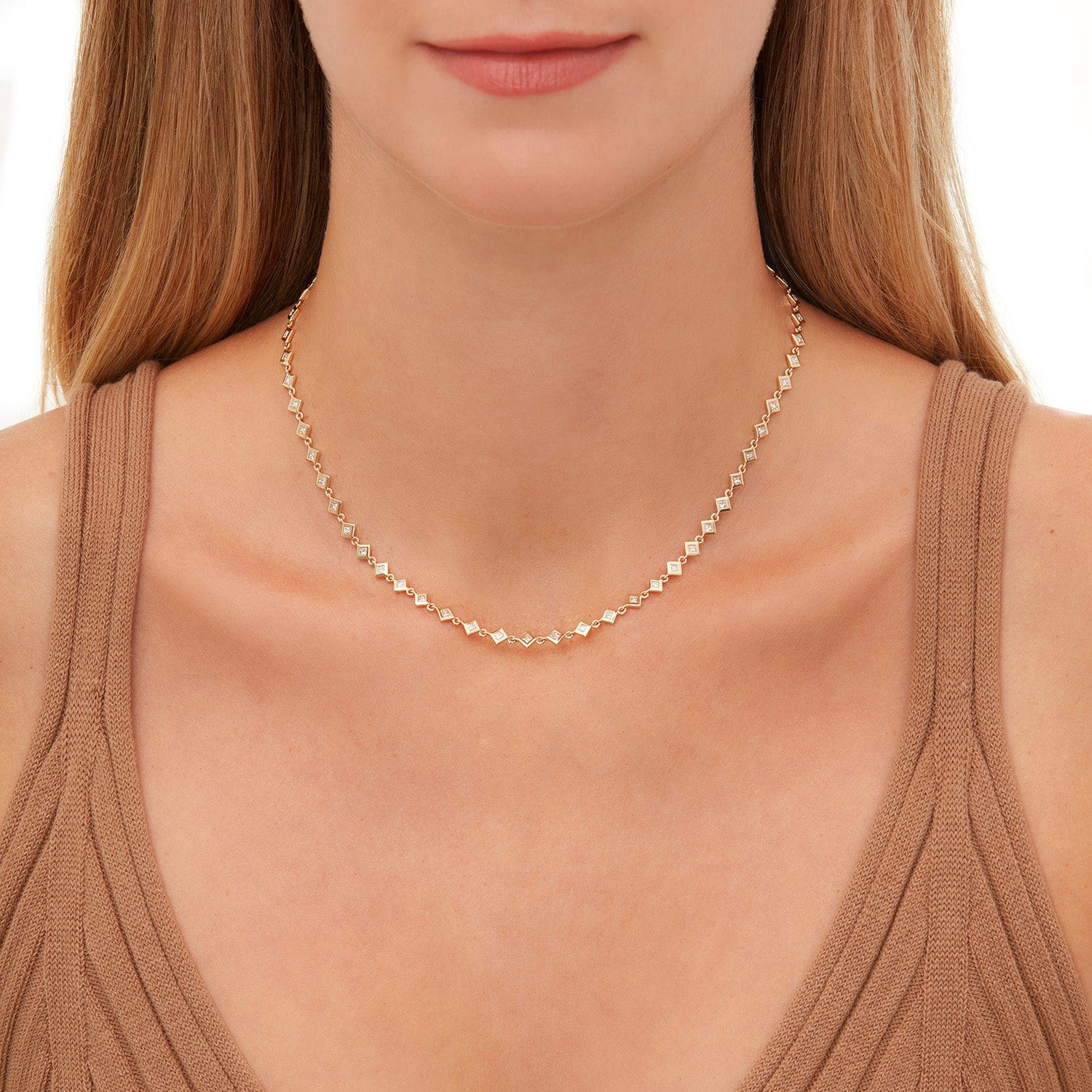 MICHAEL M Necklaces Princess Bezel Tennis Necklace