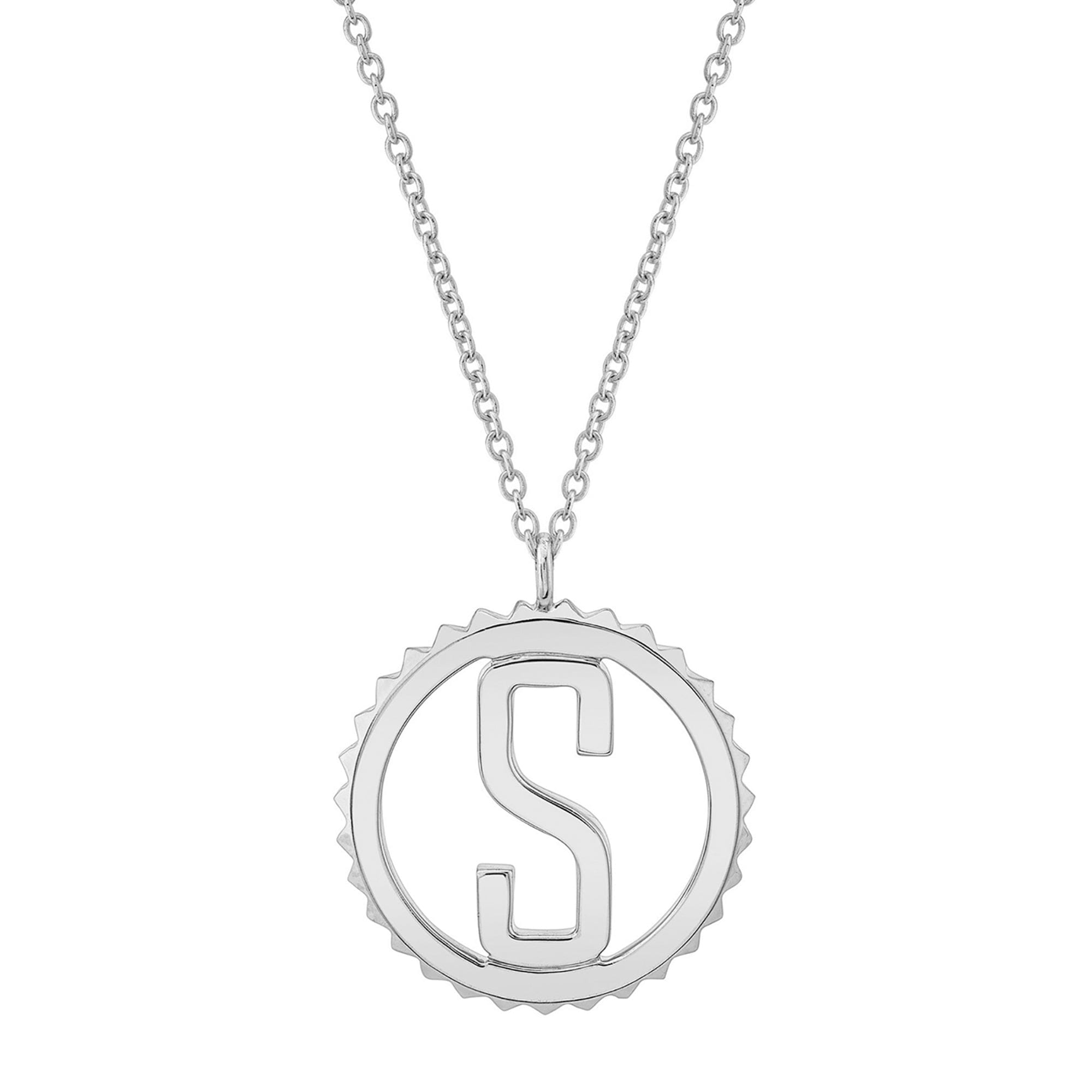 MICHAEL M Necklaces Silver / B Silver Tetra Initial Medallion S-P366