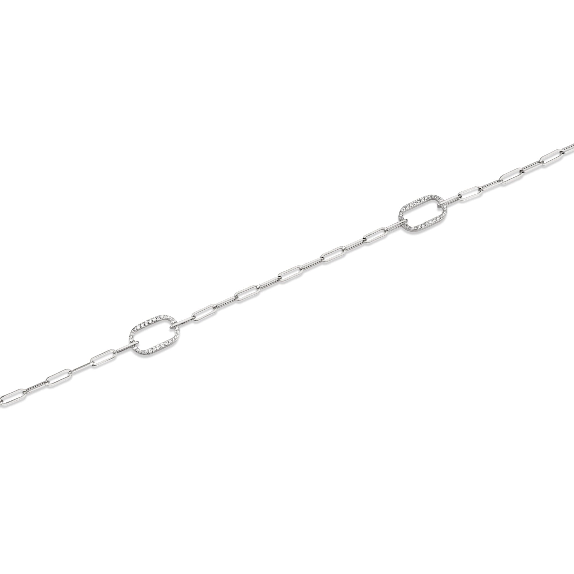 MICHAEL M Necklaces Silver Silver Pavé Link Station Necklace S-CN519