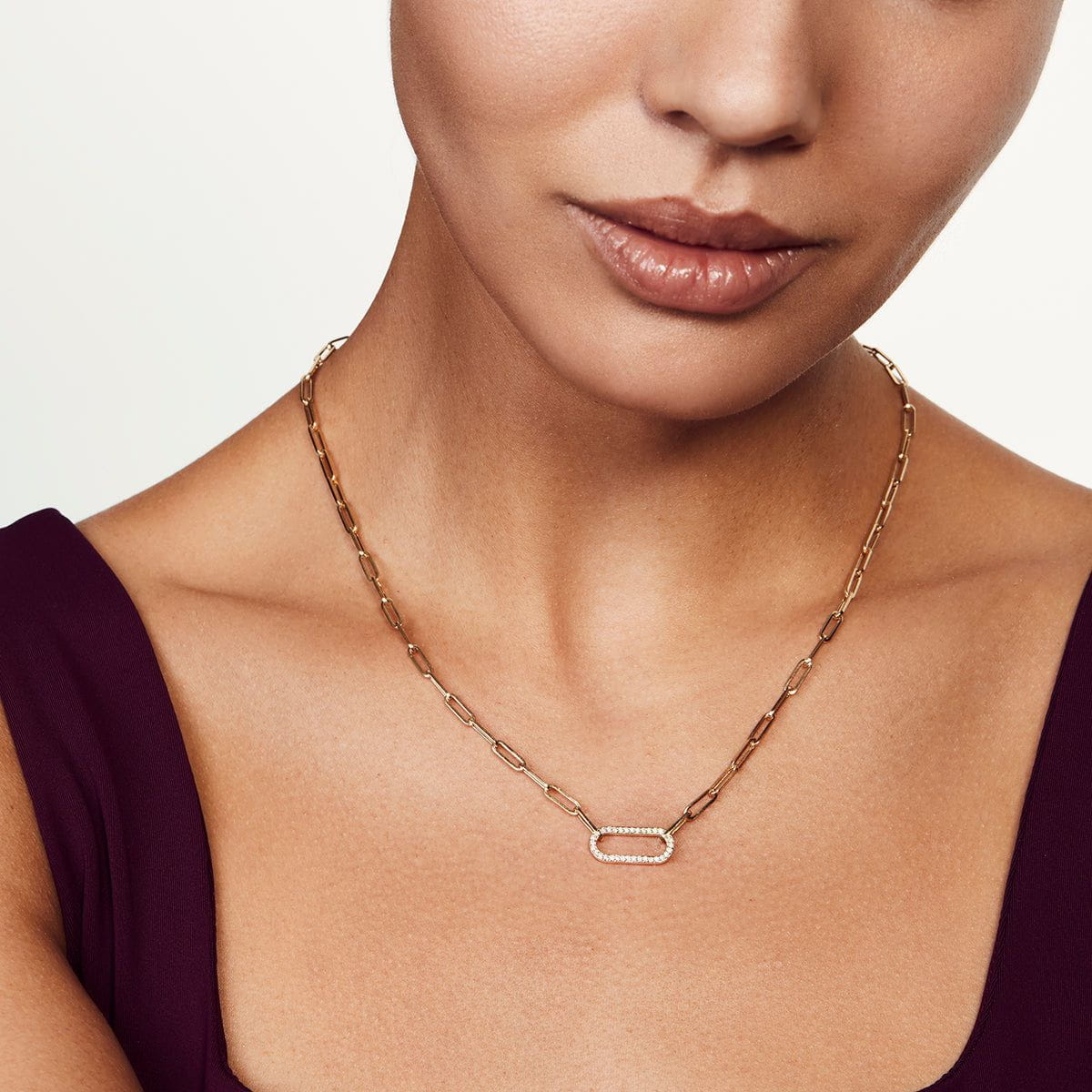 MICHAEL M Necklaces Small Pavé Link Necklace