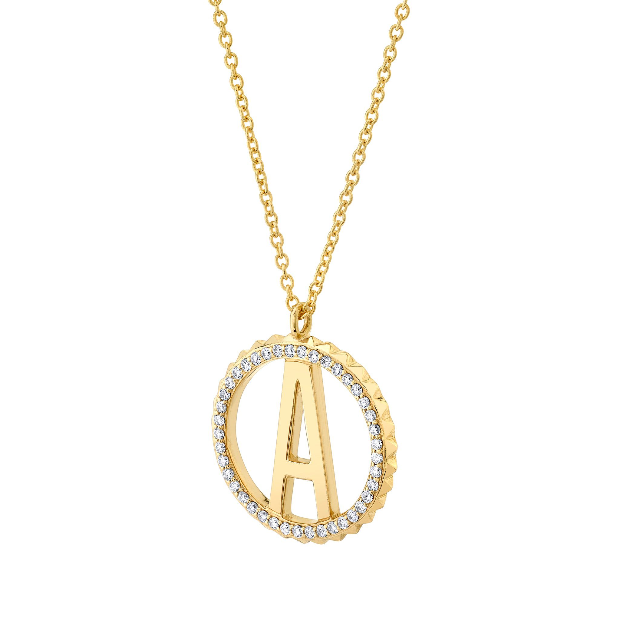 MICHAEL M Necklaces Tetra Pavé Initial Medallion