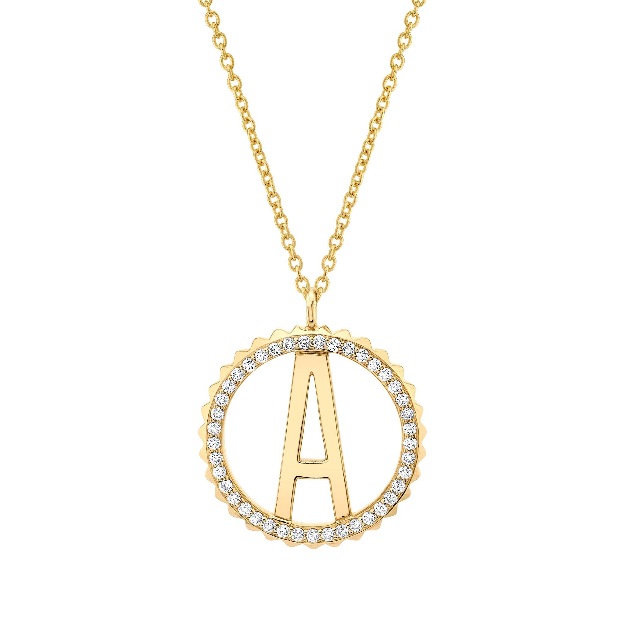 MICHAEL M Necklaces Tetra Pavé Initial Medallion