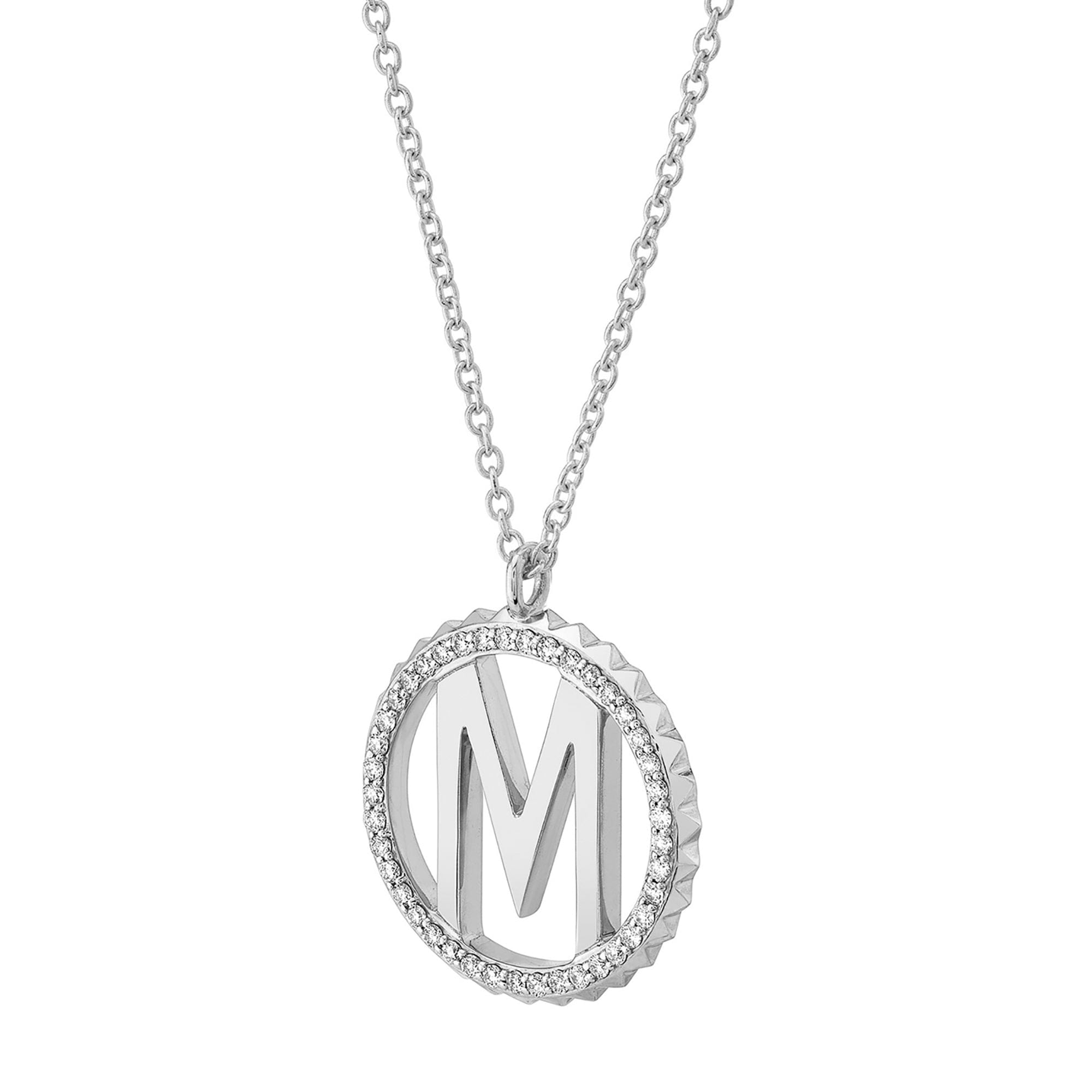 MICHAEL M Necklaces Tetra Pavé Initial Medallion