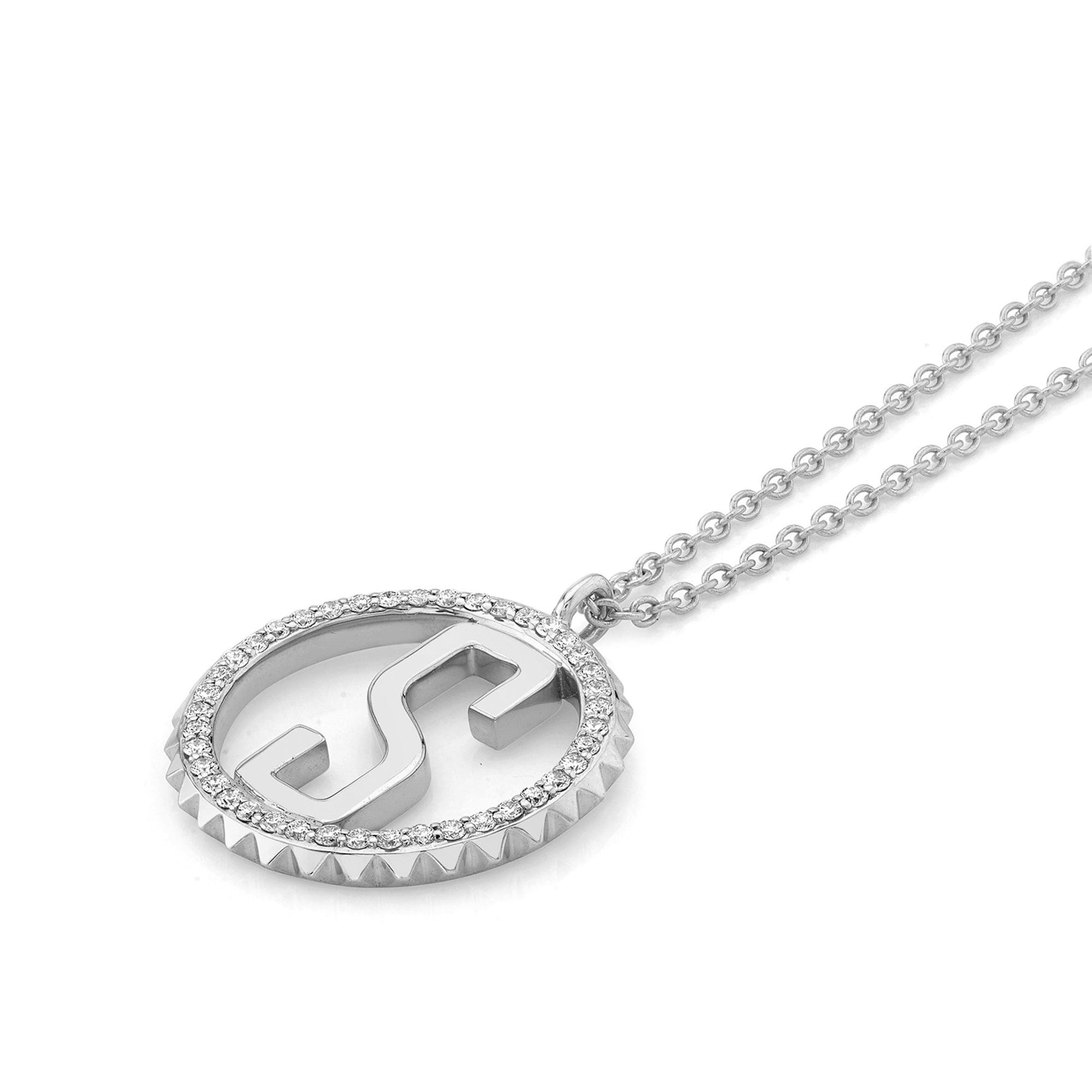 MICHAEL M Necklaces Tetra Pavé Initial Medallion